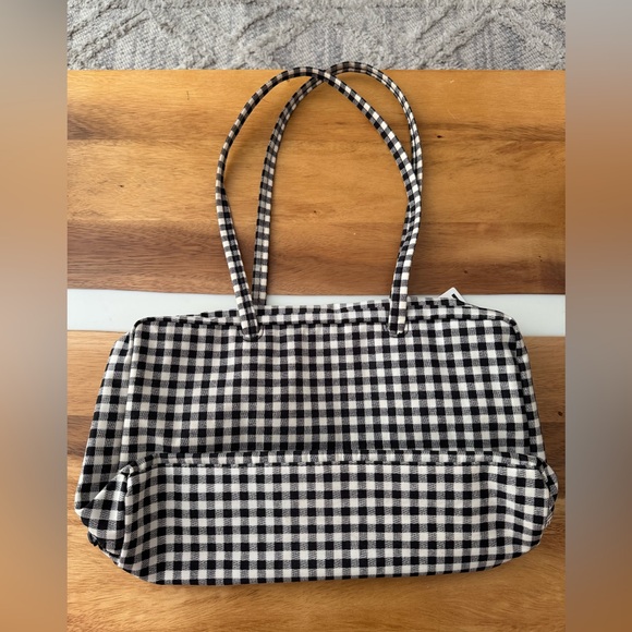 NWT Baggu Medium Nylon Bowler Bag Black & White Gingham - Picture 6 of 10